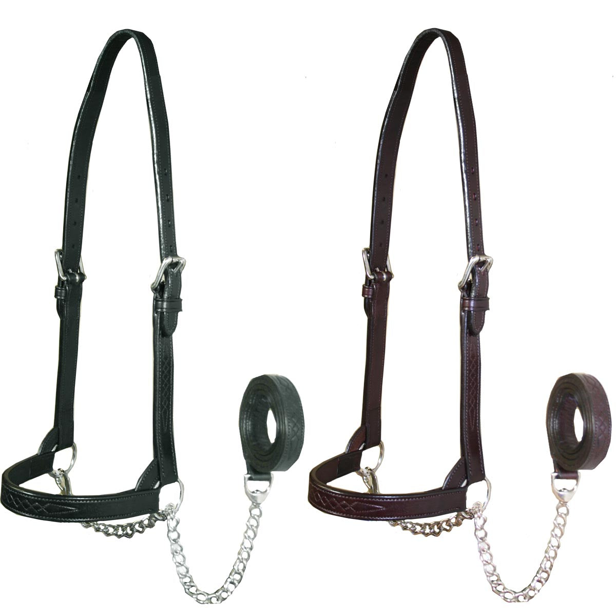 Premium Flat Fancy Stitch Leather Cattle Show Halter 