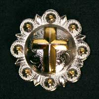 Silver Gold Cross Concho 1-1/4" Free Ship