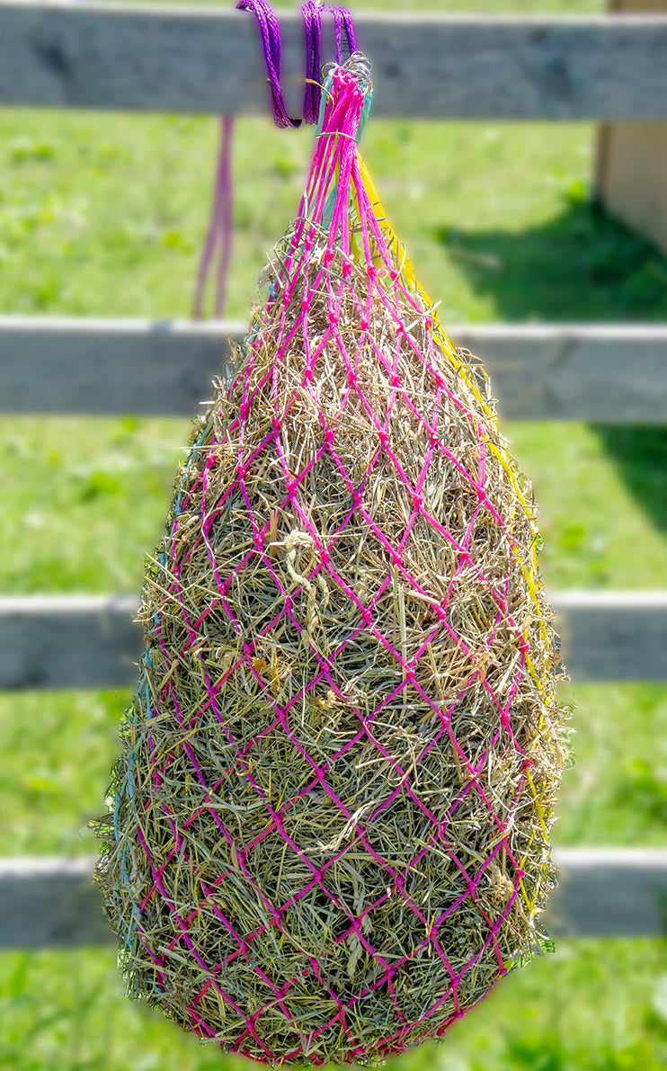 Derby Originals 42” Cotton Candy Slow Feed Hanging Hay Net for Horses