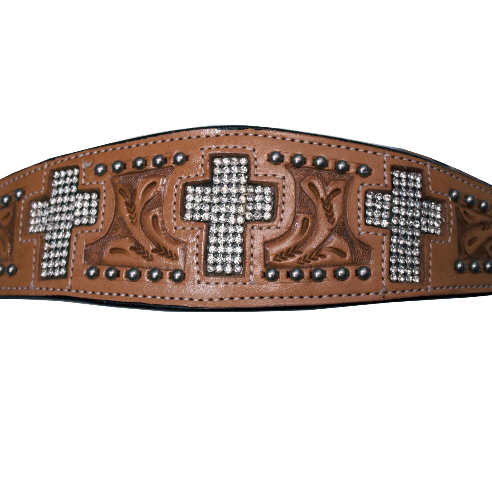  Studded Crystal Cross Browband Headstall with Matching Reins 