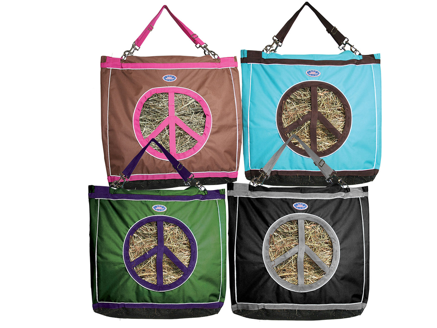 Derby Originals Top Load Peace Sign Hanging Horse Hay Bag  4 pair