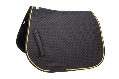 Derby Originals Traditional Dressage Saddle Pad Diamond Quilted with Gold Rope Lining Blue color