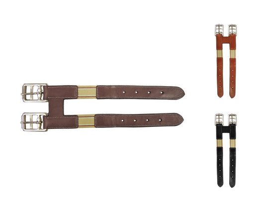 Derby Originals Paris Tack Leather English Girth Extender with Stainless Steel Buckles and Double Layer Elastic - 1 Year Warranty.