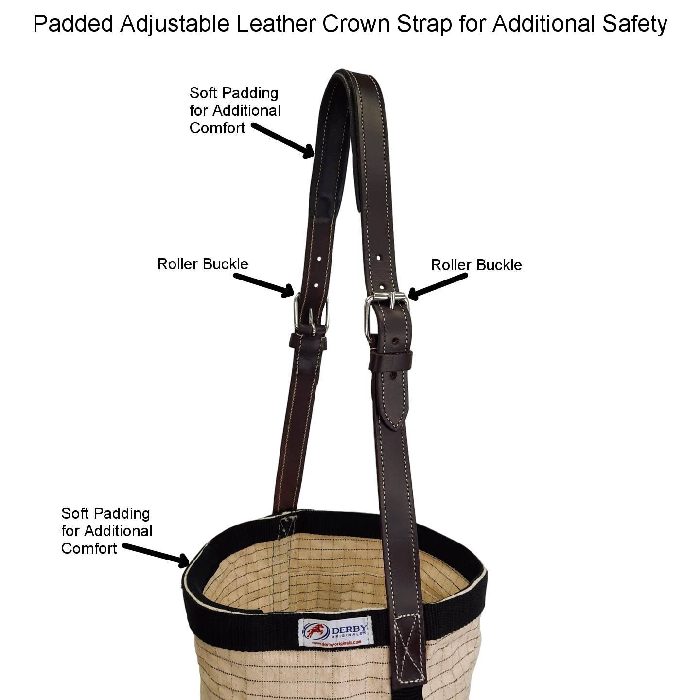 Derby Originals Ripstop 24 Oz Canvas Feed Bag with Padded Leather Crown Strap details