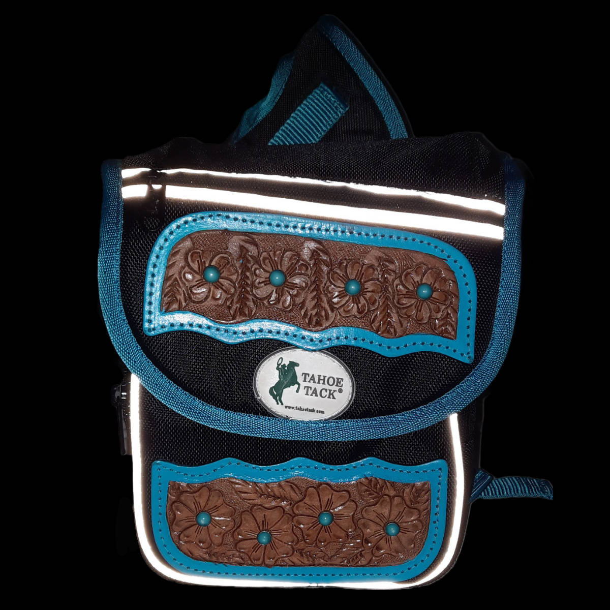 Tahoe Tack Turquoise Flower 1680D Nylon Western Horn Storage Bag Reflect