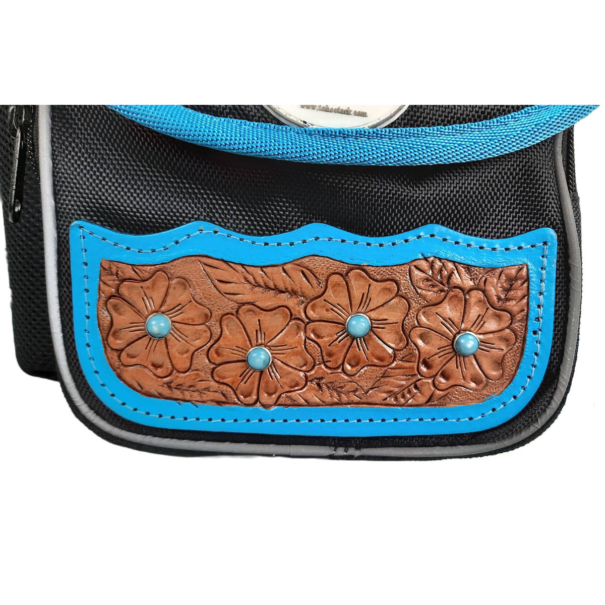 Tahoe Tack Turquoise Flower 1680D Nylon Western Horn Storage Bag Tooling