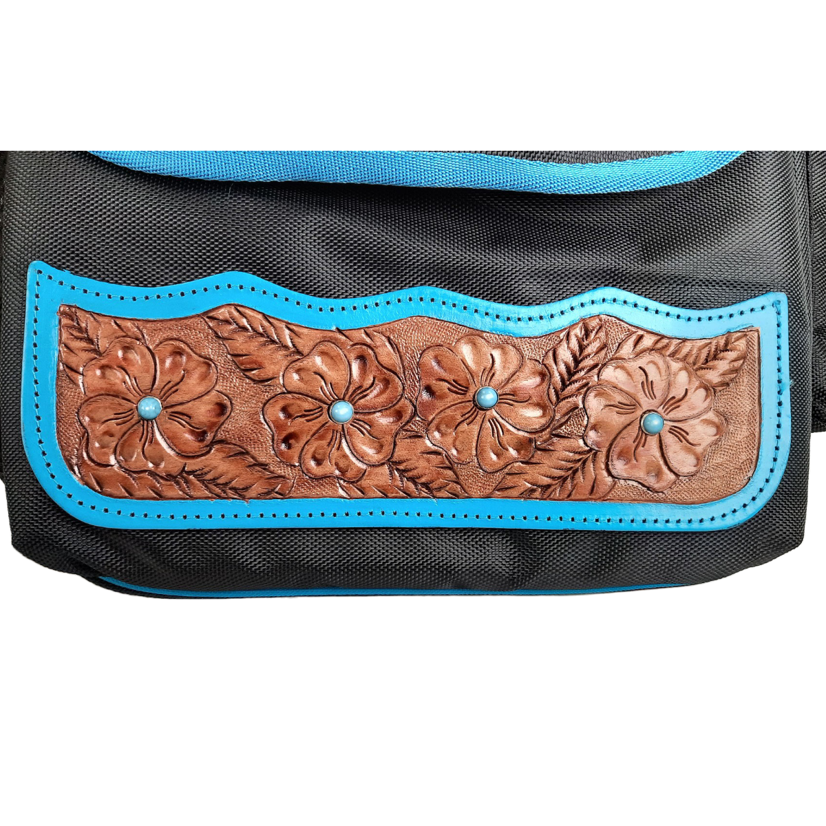  Nylon Western Saddlebags with Hand Tooled Leather