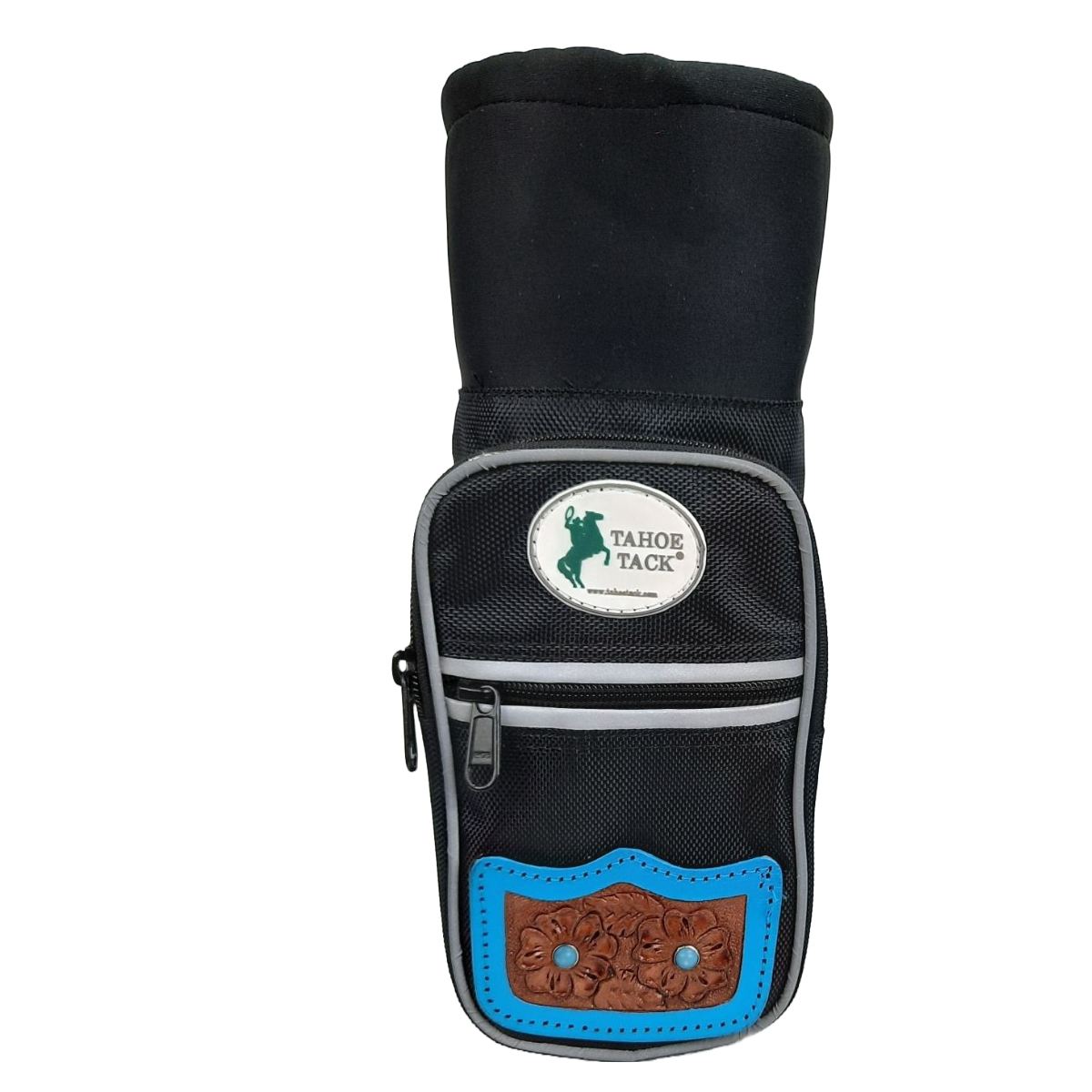 Tahoe Tack Turquoise Flower 1680D Nylon 64oz Water Bottle Storage Bag with Hand Tooled Leather Accents Main Image