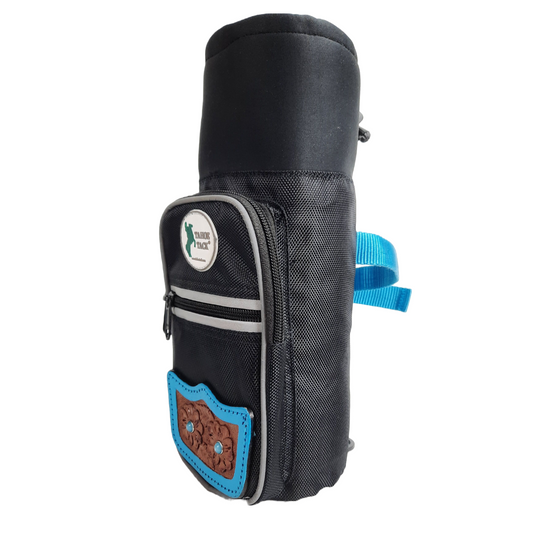 Tahoe Tack Turquoise Flower Nylon Water Bottle Storage Bag with Hand Tooled Leather Accents and 2 Year Warranty With New Banner Image