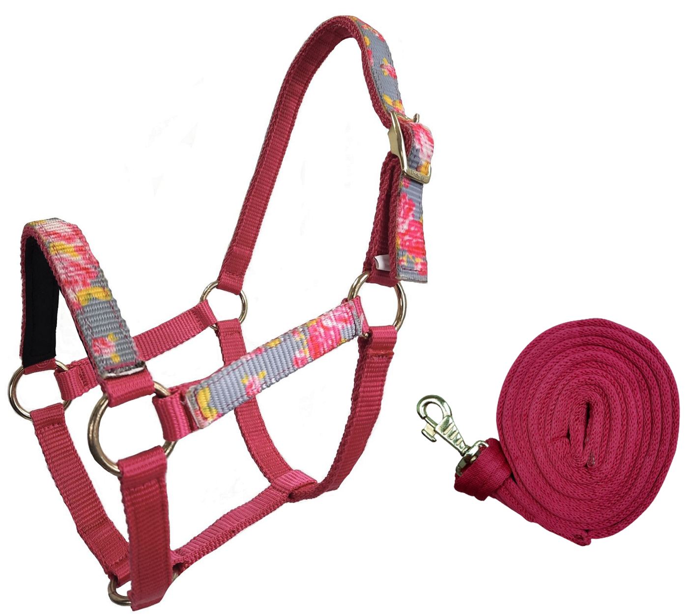 Tahoe Tack Patterned Nylon Mini Horse Halters with Padded Noseband and Matching Pink