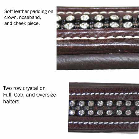 Paris Tack American Elite Series USA Leather Rhinestone Inlay Padded Halter