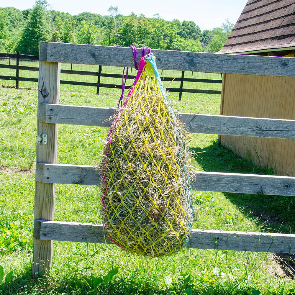 Derby Originals 42” Cotton Candy Slow Feed Hanging Hay Net for Horses hanging Fence