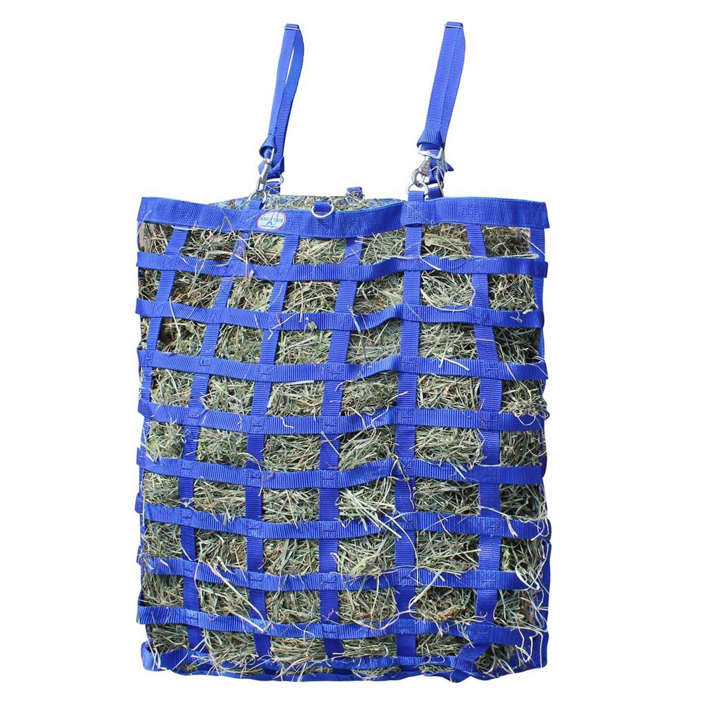 Paris Tack Three Sided Premium Slow Feeder Hay Bag with Super Tough Bottom Blue color