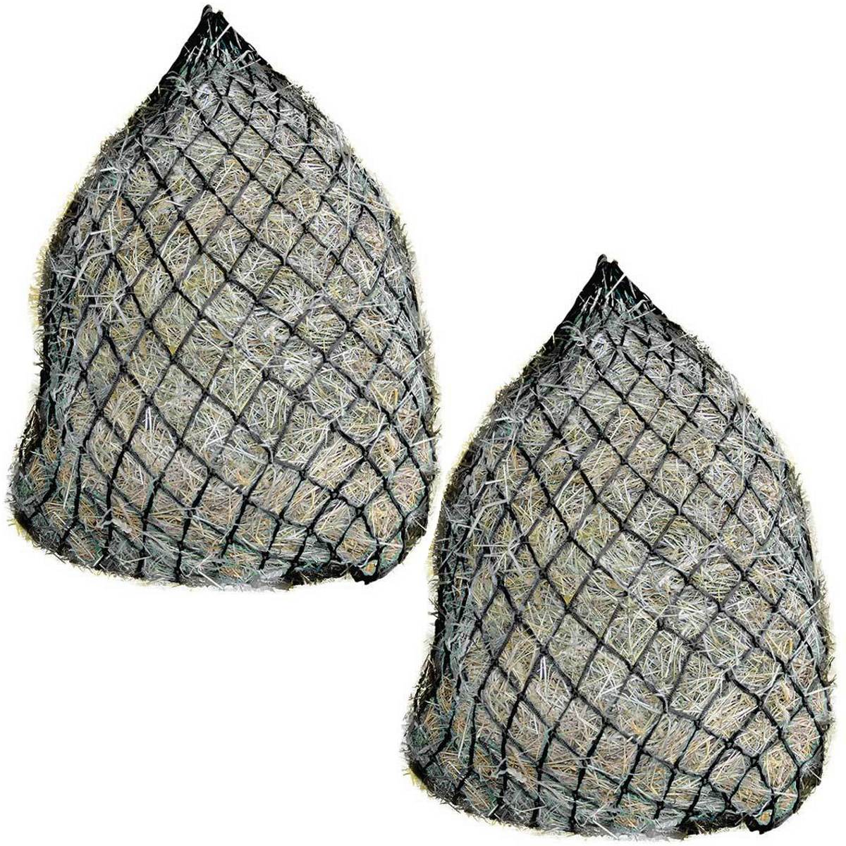 Paris Tack Set of 2 - 42" Soft Mesh Hay Nets with 2" Holes, Fits 4 Flakes of Hay Black