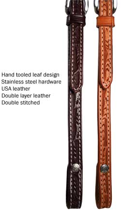 Tahoe Tack USA Leather Leaf Tooled Western Futurity Knot Browband Headstall