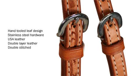 Tahoe Tack USA Leather Leaf Tooled Western Futurity Knot Browband Headstall