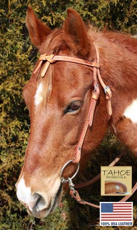 Tahoe Tack USA Leather Leaf Tooled Western Futurity Knot Browband Headstall