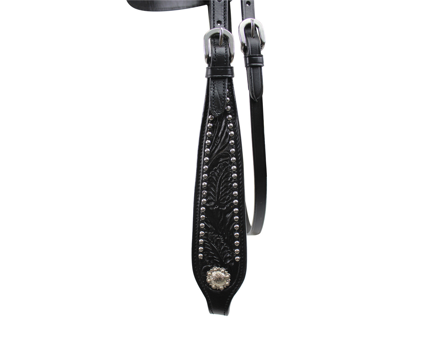 Tahoe Tack Black Show Studded Midnight Western Browband Headstall with Matching Reins