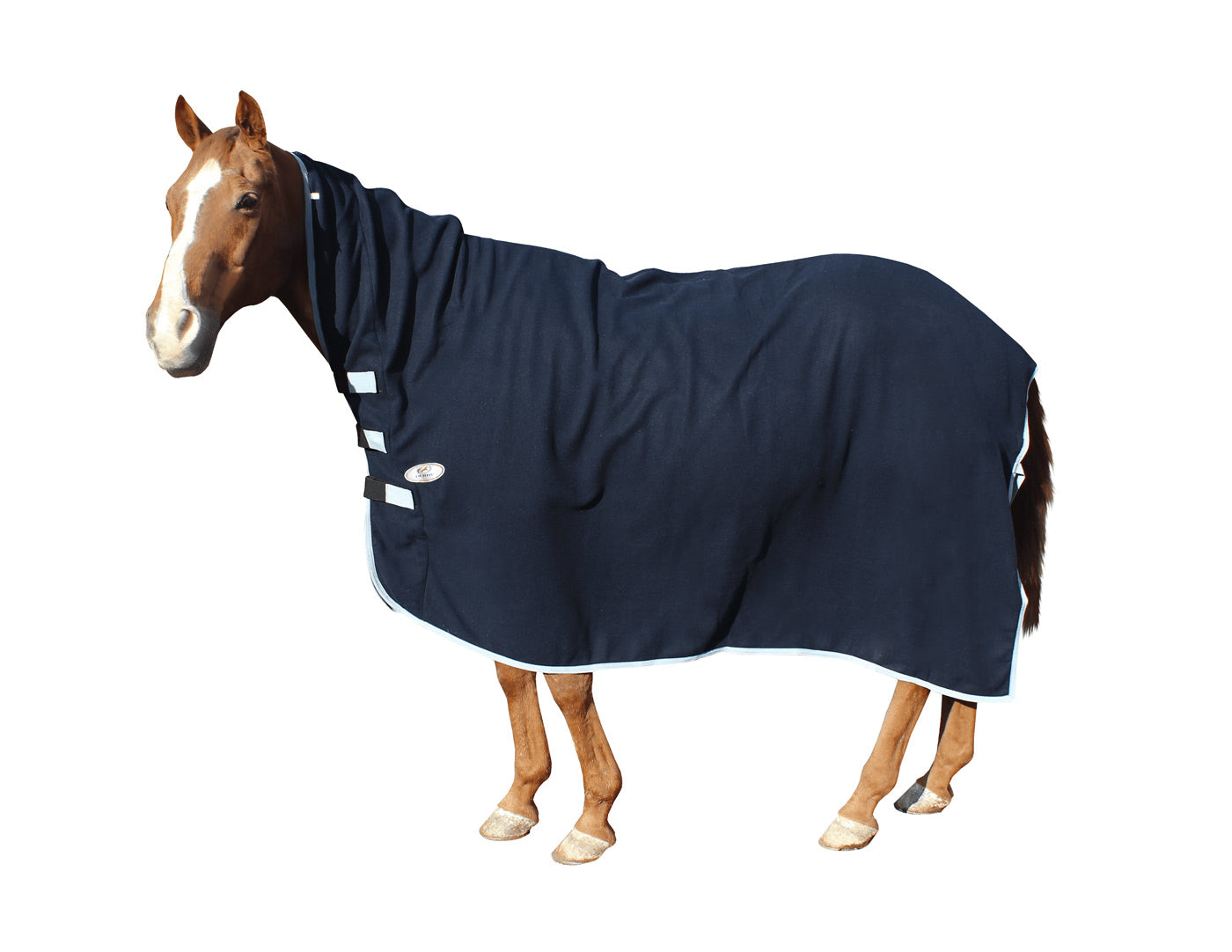 Derby Originals Fleece Cooler for Horses All Season Sheet & Blanket Liner with Neck Cover Navy main