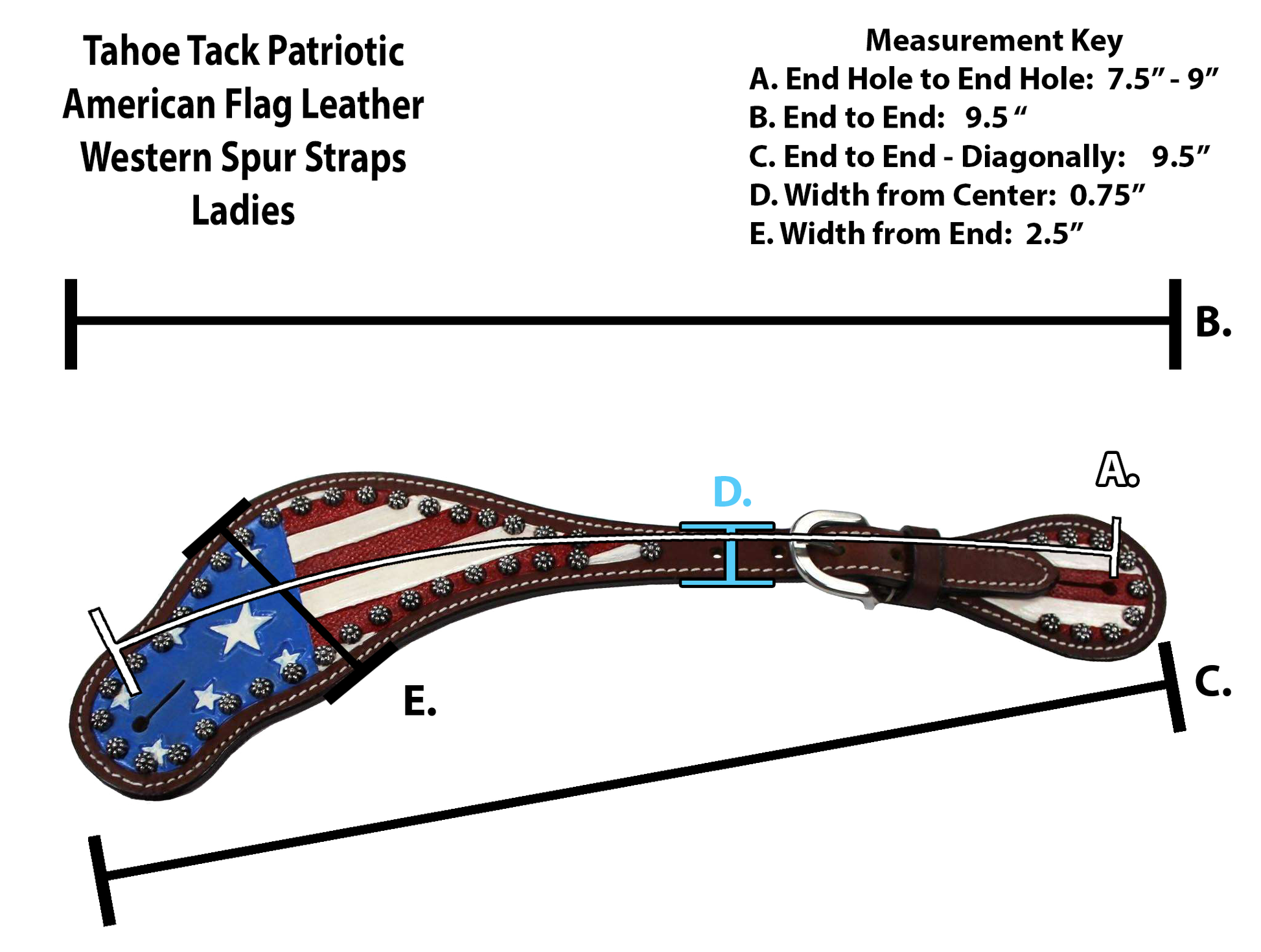 Tahoe Tack Patriotic American Flag Leather Western Spur Straps Grphic