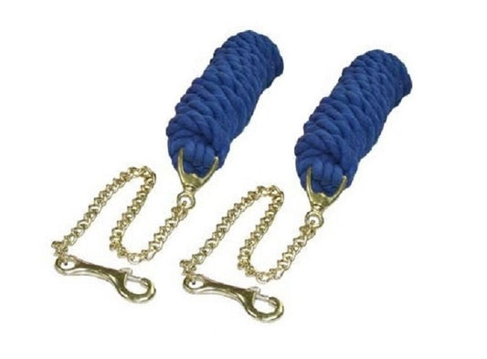 Derby Originals 10' Braided Cotton Lead Rope with 2' Stud Chain - Set of 2 Blue color