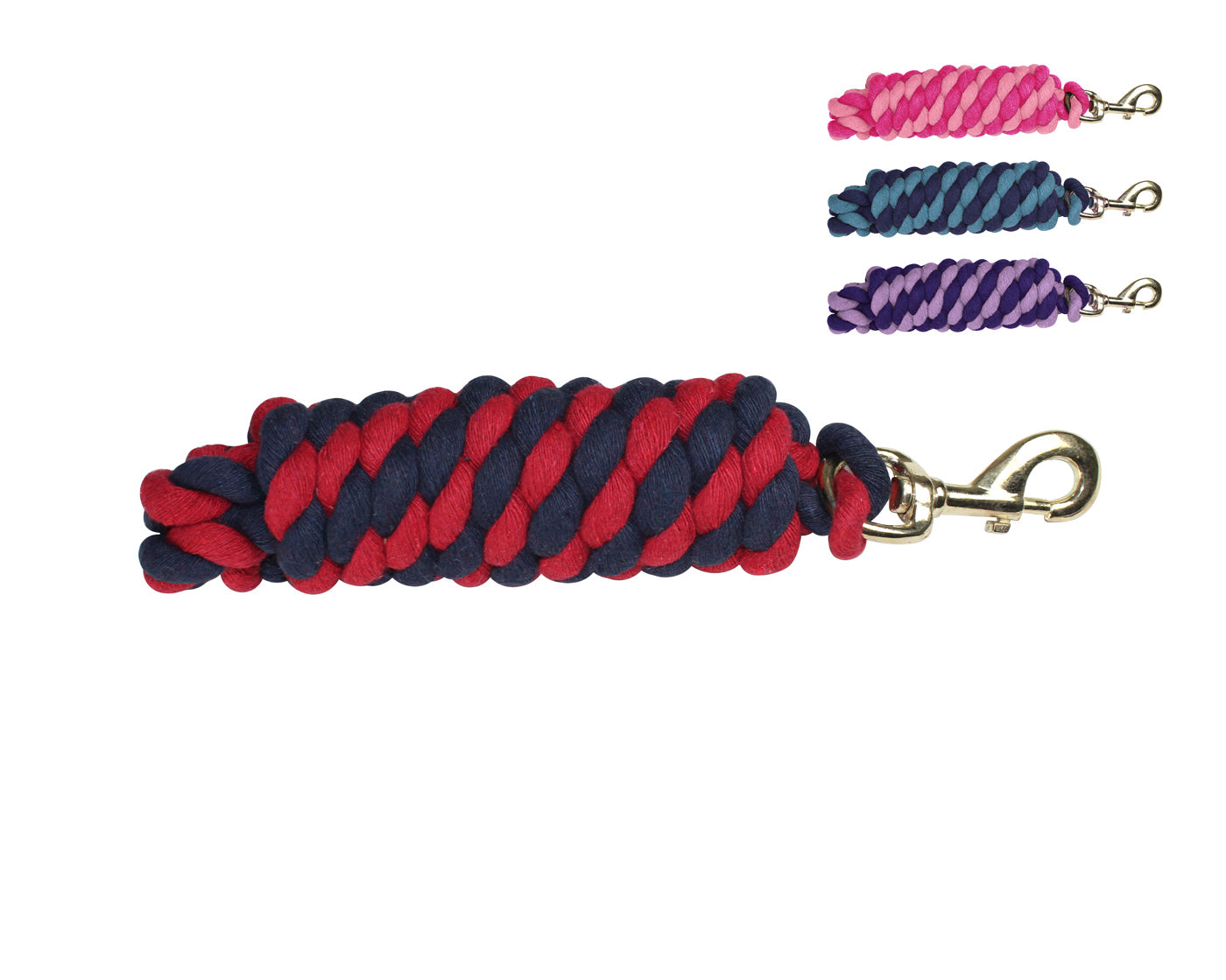 Derby Originals Pack of 2 Cotton Lead Ropes for Horses and Livestock, 10' long and 5/8" Thick, Heavy Duty Brass Bolt Snap, Handmade Soft Broken In Feel