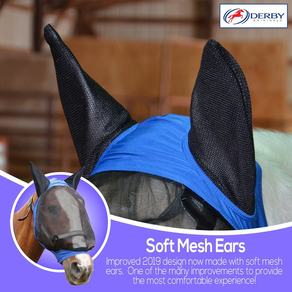 Horse Fly Mask with Ears, Comfort Fit Fly Mask, Protects The Horse from  Insects, Dust & Irritants, Lightweight & Comfortable Stretchy Lycra & Mesh  UV Equine Fly Mask Helps Protect Eyes and