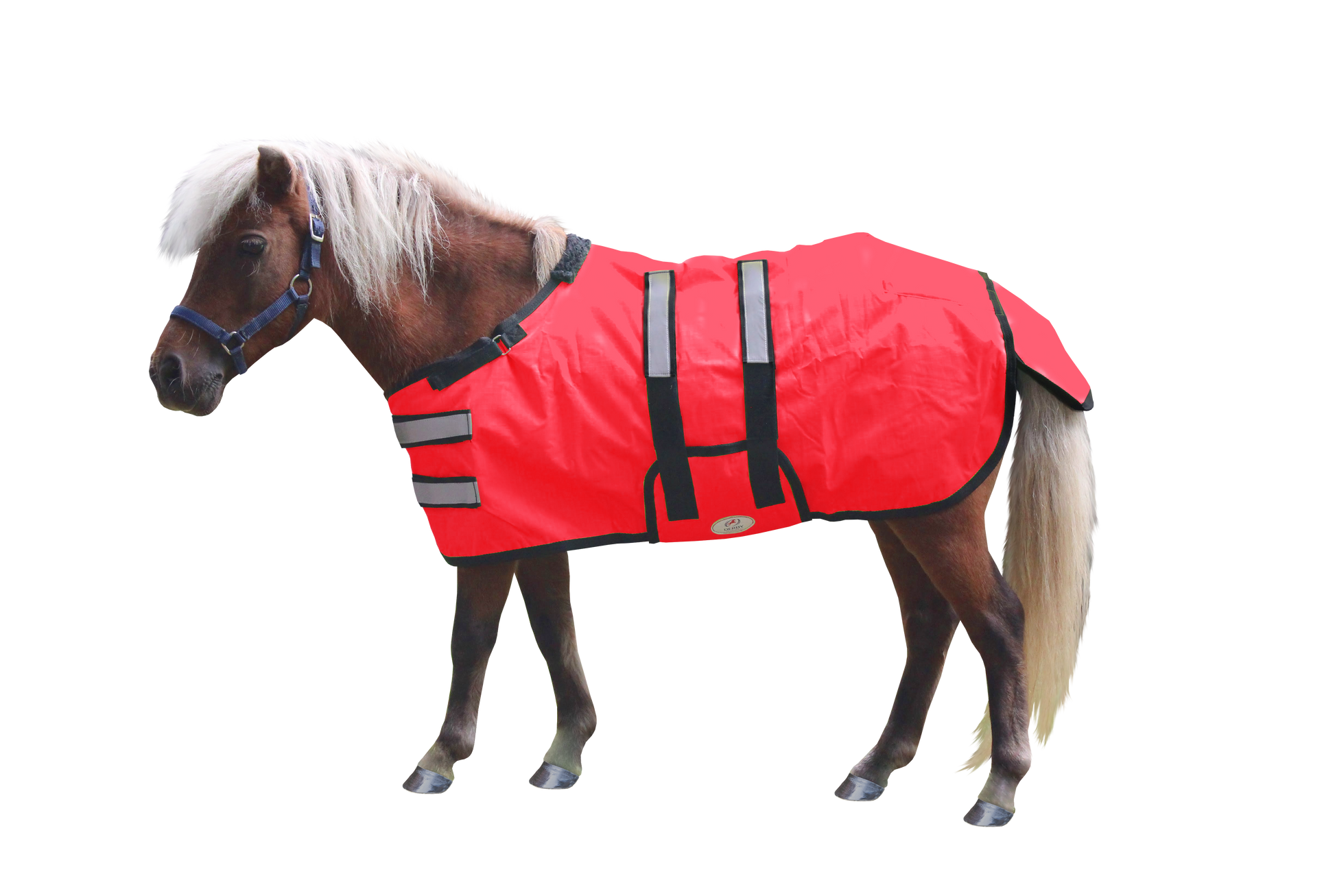 Derby Originals Reflective Safety No Hardware Winter Foal Turnout Blanket Red Main