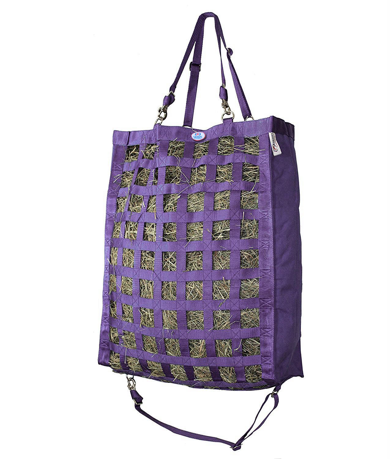 Derby Originals Superior Slow Feeder Horse Hay Bag with Super Tough Bottom Purple Main