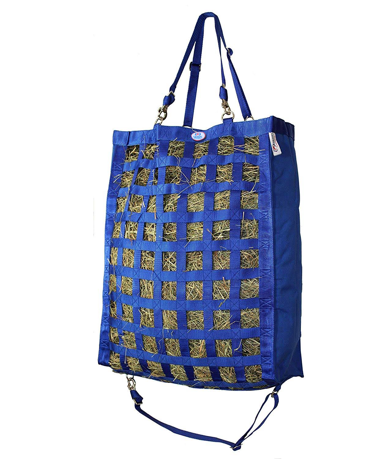 Derby Originals Superior Slow Feeder Horse Hay Bag with Super Tough Bottom Blue Main