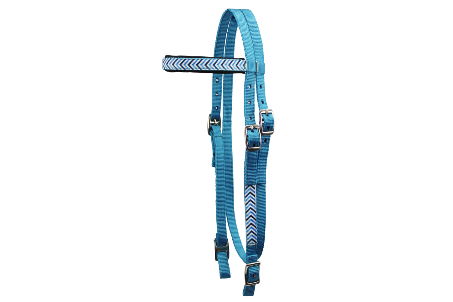  Nylon Western Browband Headstalls with Matching Reins for Horses Blue