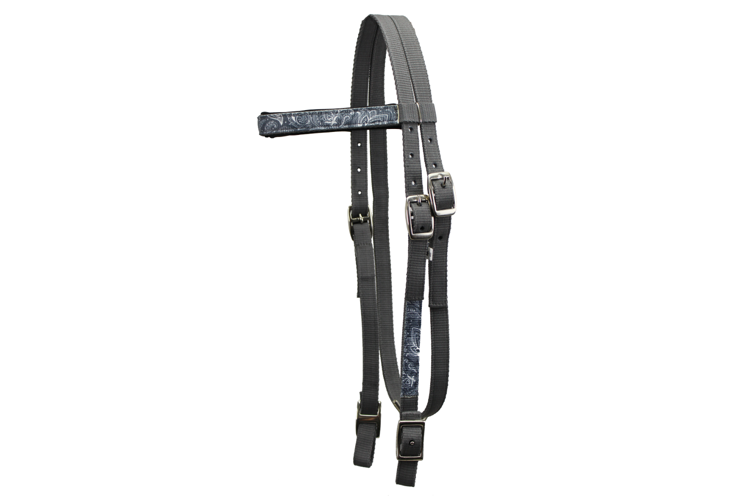  Nylon Western Browband Headstalls with Matching Reins for Horses Paisley main