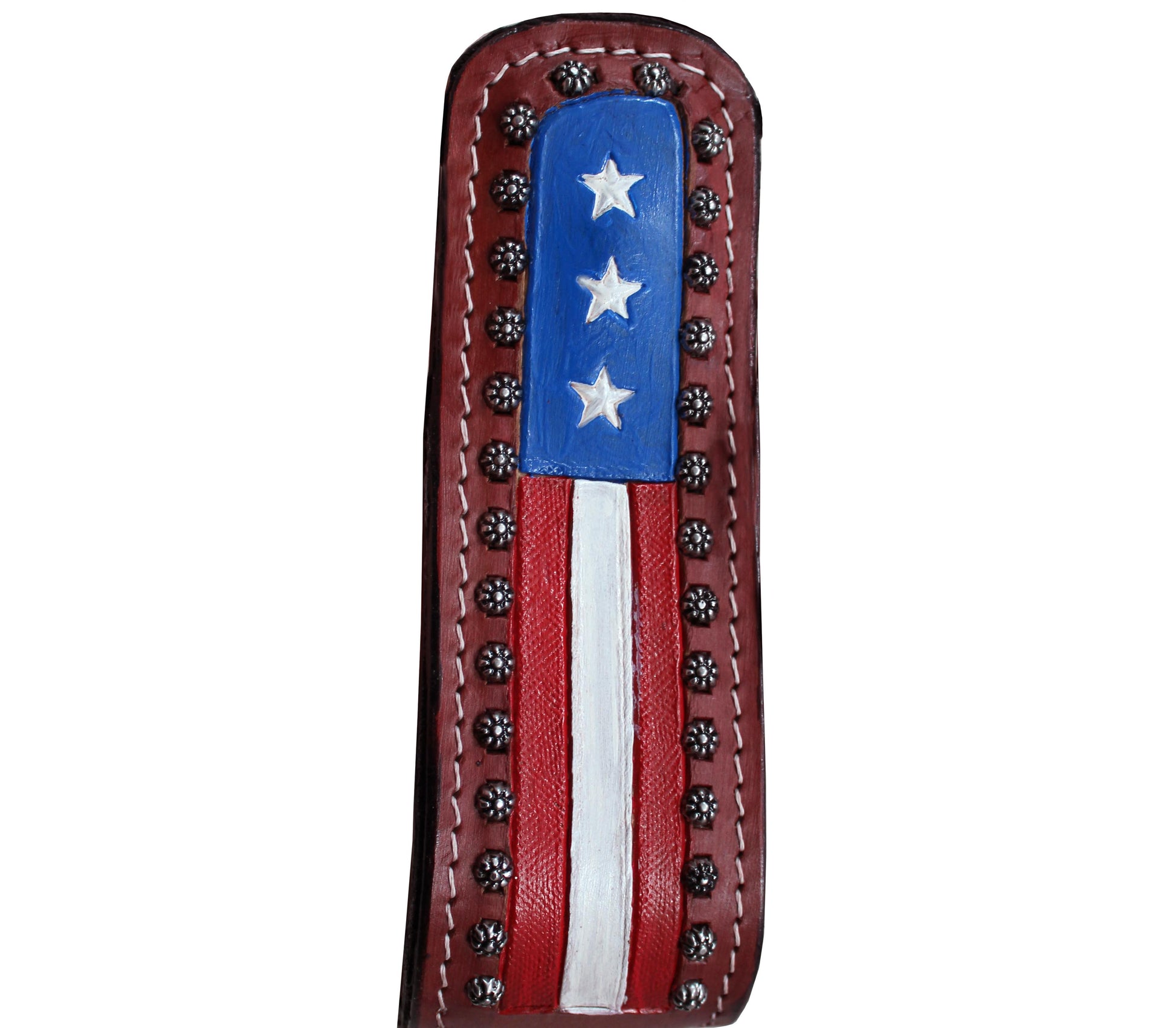 Tack Patriotic American Flag Leather Adult Western Stirrups