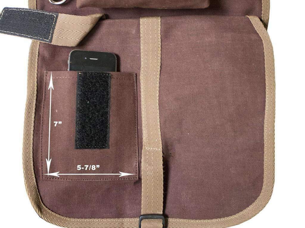 Large Multi Pocket Canvas Saddle Bag  Cell Phone Pocket