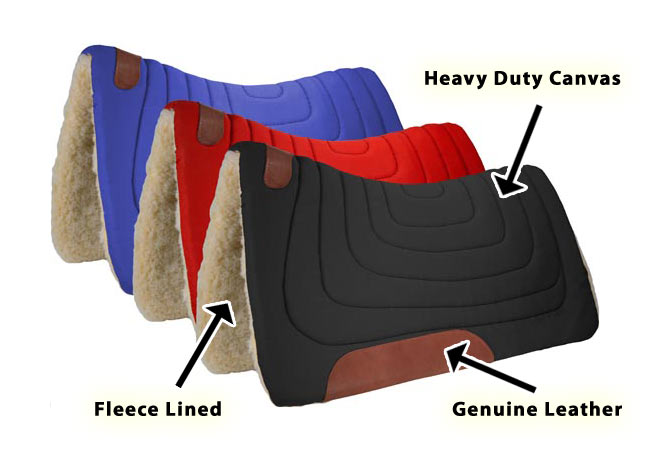 Tahoe Tack Contour Cut Canvas Saddle Pad 3 Layers Canvas Wool Felt and Fleece Comfort Full Horse Size 32" X 36"