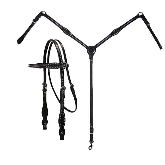 Tahoe Black Diamond Crystal Headstall & Breast Collar Set USA