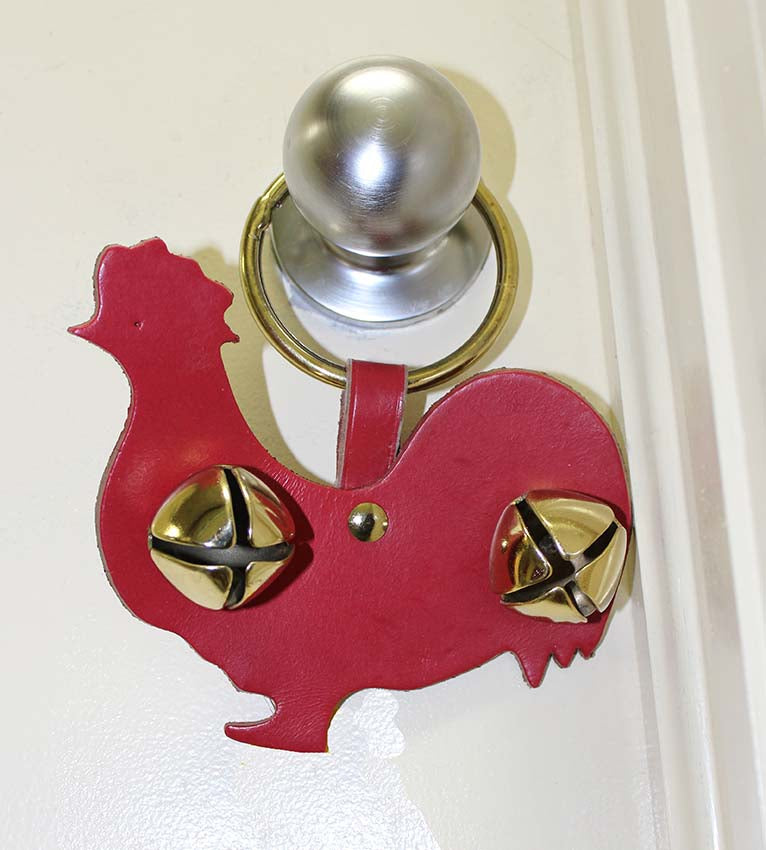 Tahoe Sleigh Bell Leather Door Hanger Chicken Rooster