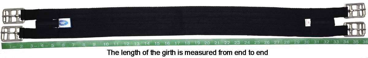 Derby Originals Soft Nylon Web English Girth with Roller Buckles Measurement