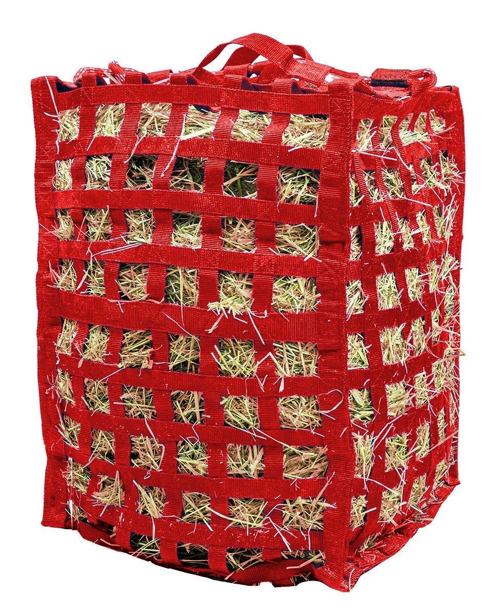 Derby Originals Natural Grazer Slow Feeder Horse Hay Bag with Super Tough Bottom Red