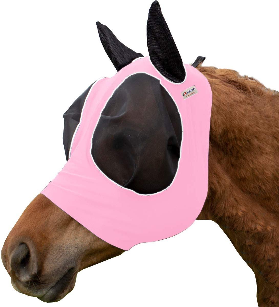 Derby Extra Comfort Lycra Fly Mask with Soft Ears Pink