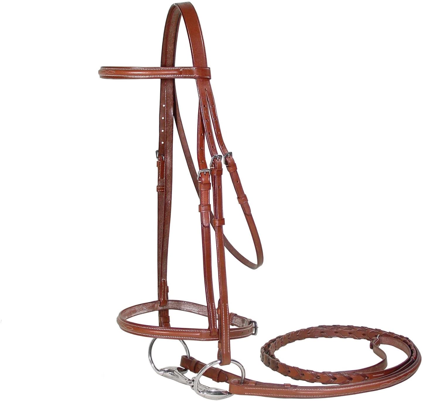 Paris Tack Raised Fancy Stitch Leather English Schooling Bridle with Laced Reins and 1 Year Warranty